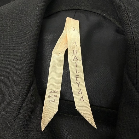 BAILEY 44 Black Double‎ Breasted Faux Leather Trim Blazer Jacket Women's Small - Picture 4 of 5